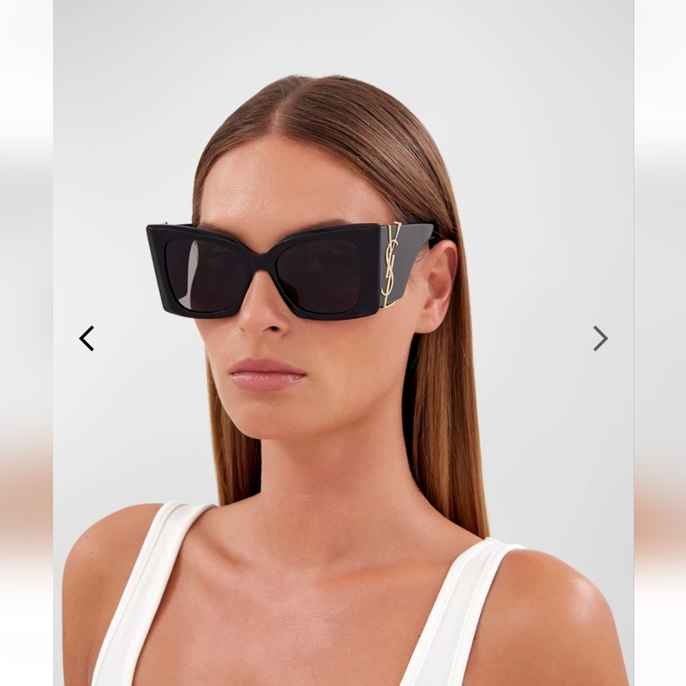 E_ $960 Saint LaurentBlaze Acetate Cat-Eye Sunglasses - Picture 4 of 6
